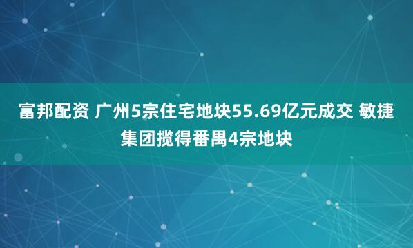 富邦配资 广州5宗住宅地块55.69亿元成交 敏捷集团揽得番禺4宗地块